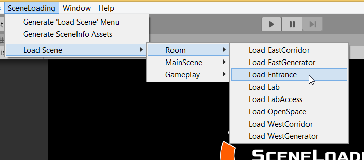 Load Scene menu